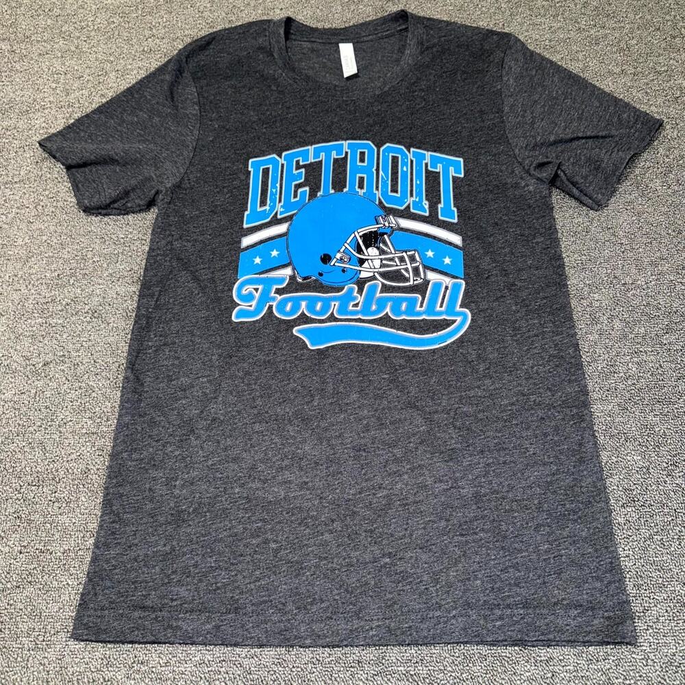 Bella+Canvas Detroit Lions Football T-Shirt Size Small Gray Graphic Short Sleeve